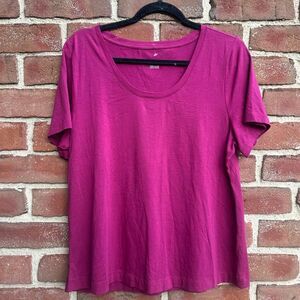 Soft Surroundings SoftEssential Pima Short Sleeve Tee Raspberry Petite XL NEW